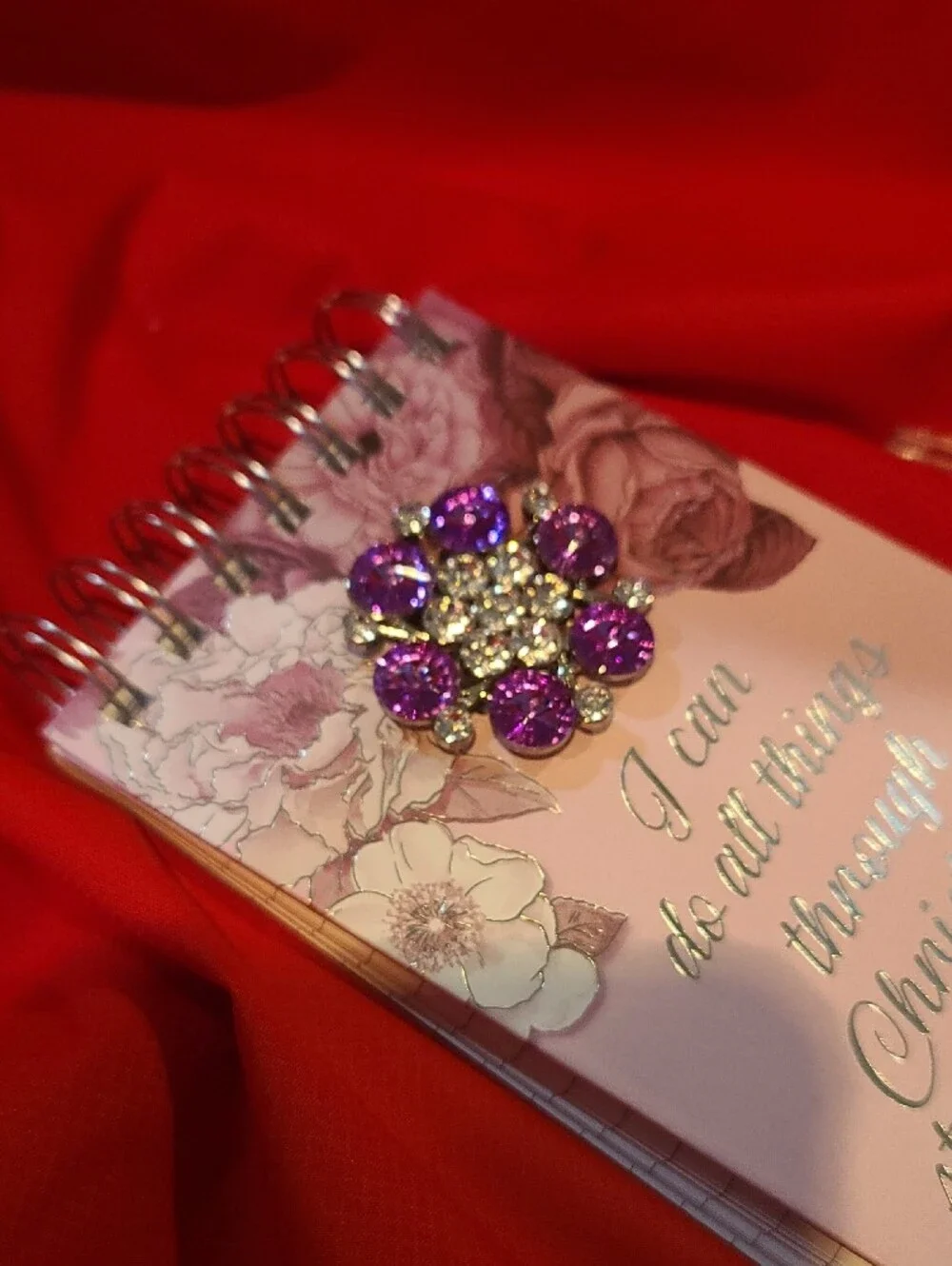 Faith-Inspired Purple Floral Notepad Purple Gem Accent Philippines 4:13. NWT